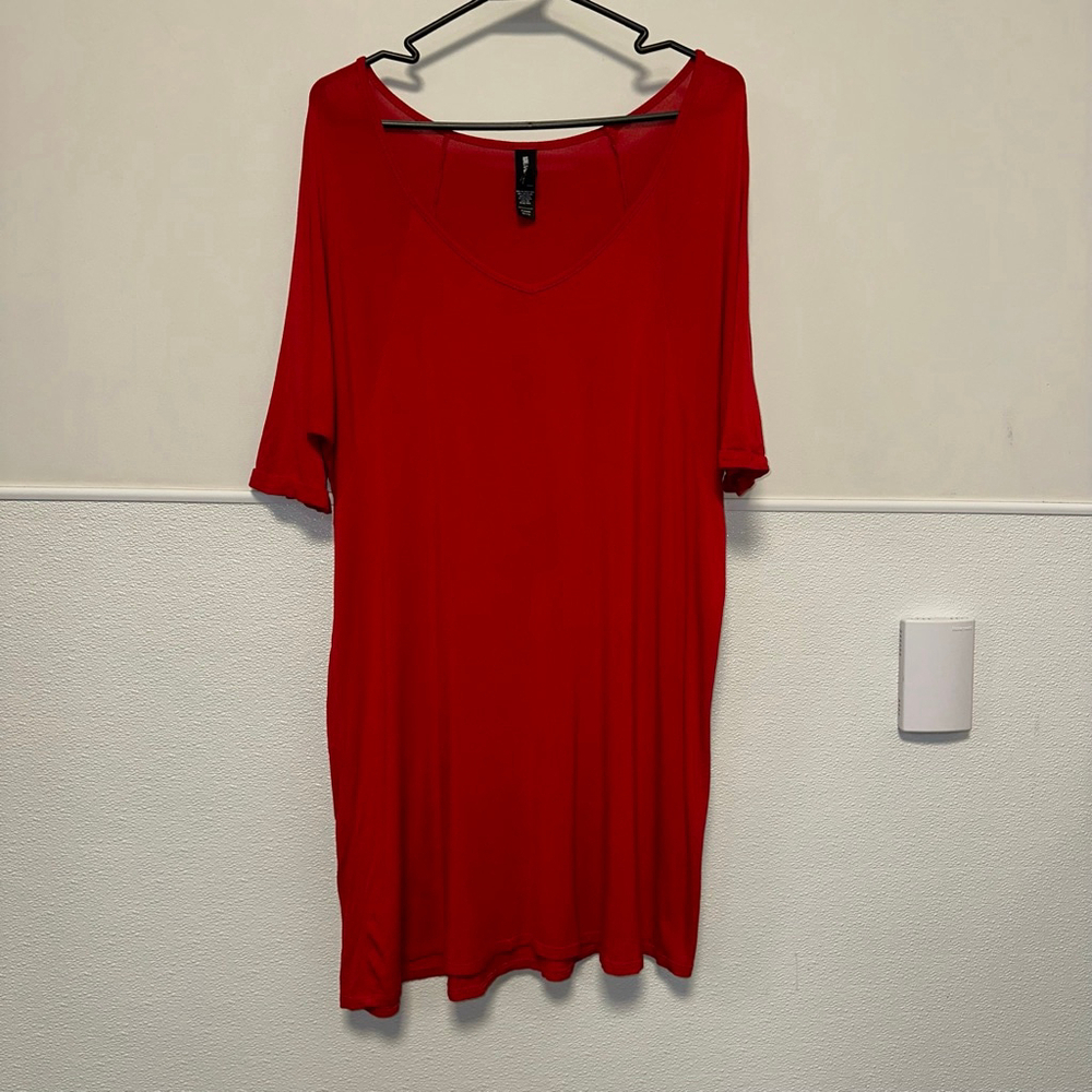 Women's Agnes & Dora T-Shirt Dress Size M Red Oversized Flowy - Picture 6 of 10